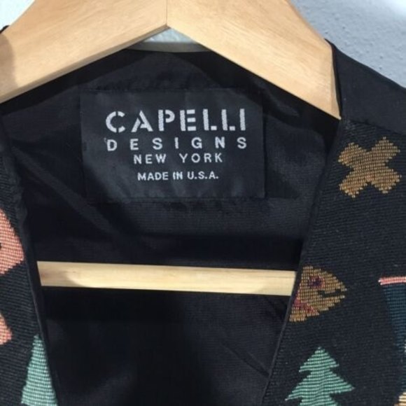 Vtg Women Vest One Size Cotton Black Christmas vintage - Picture 2 of 9